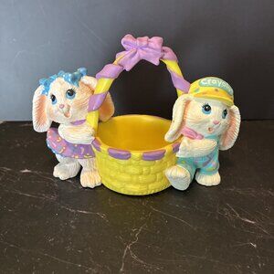 Vintage Easter Bunny Basket Decor 1991 Crayola Rabbits Spring Decor